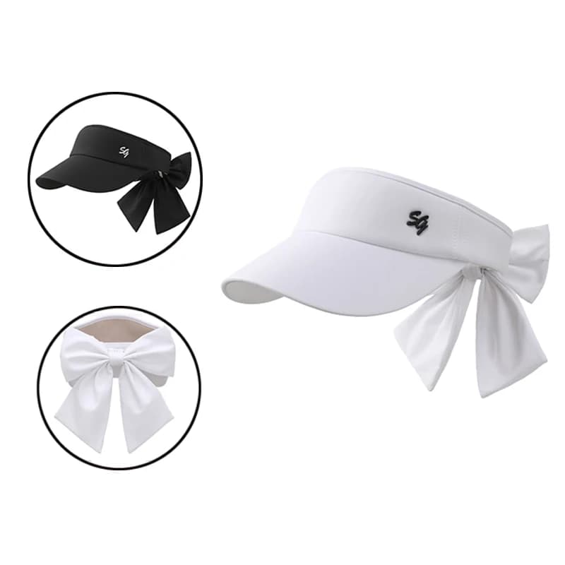 Swan Love Golf New Empty Top Cap Women Sunscreen Adjustable Sports Golf Hat Anti-UV Casual Cap with Removable Bowknot