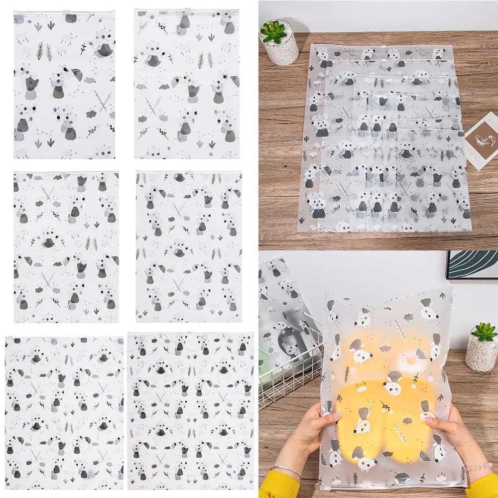 Self Seal Clothes Organization Frosted Printed Clothes Storage Bags Underwear Zipper Lock Vacuum Bags Shoes Makeup Bag