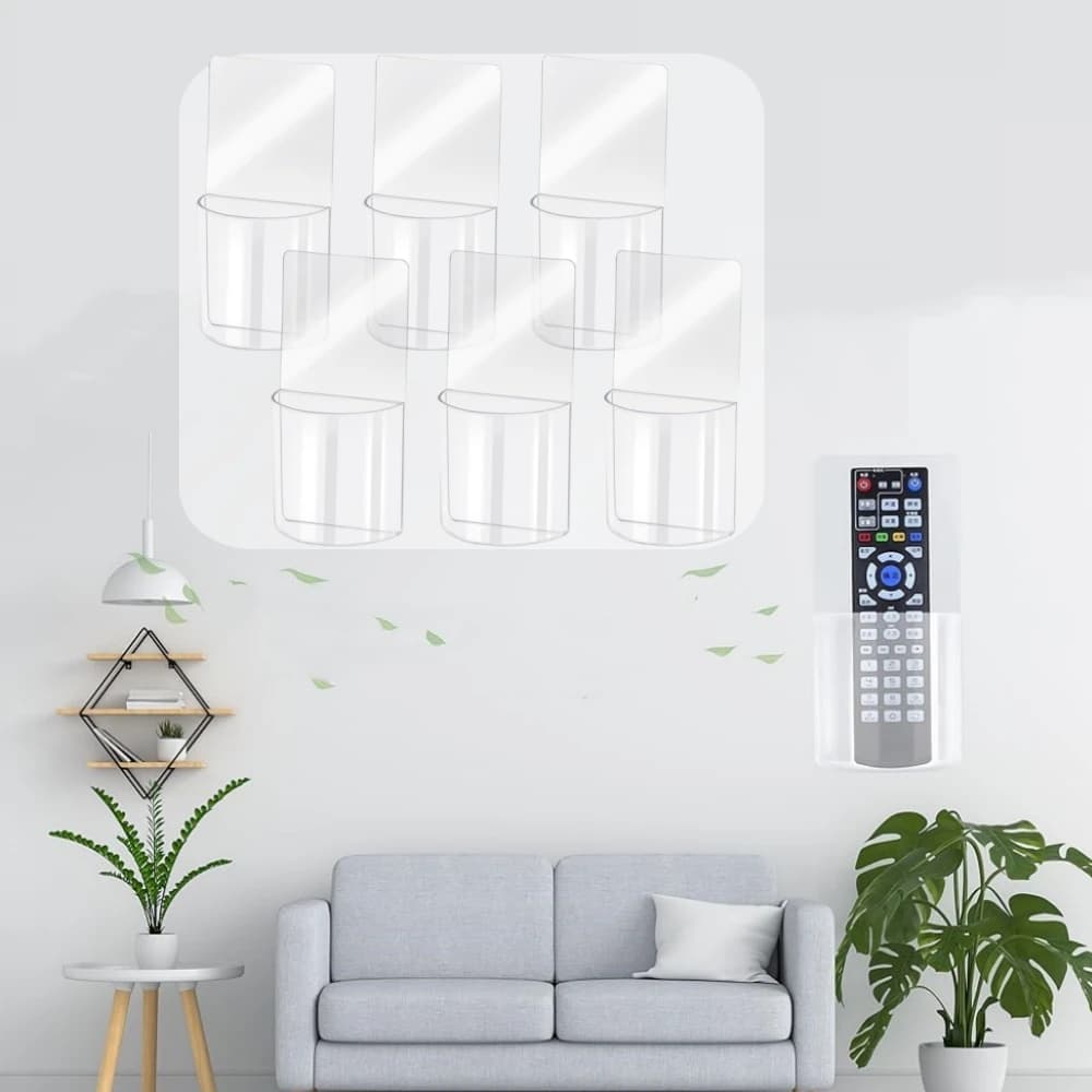 Pack of 6 transparent wall boxes, multifunctional organizer shelves, mobile phone holders, remote control and stationery