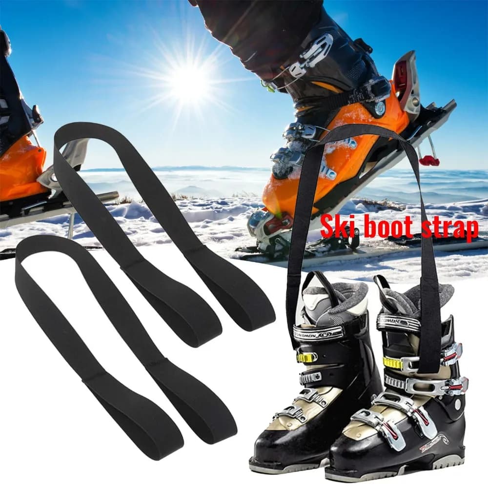 1× Cinghie porta scarponi da sci Guinzaglio nero per tracolla Accessorio sportivo invernale per pattini da ghiaccio e pattini a rotelle + 2 × Cinghie per guanti da sci