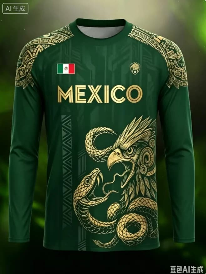 3D Printed Long-sleeved T-shirt 2026 Mexican Football Jersey Men's Top Women's T-shirt Breathable and Quick-drying Sports Wear