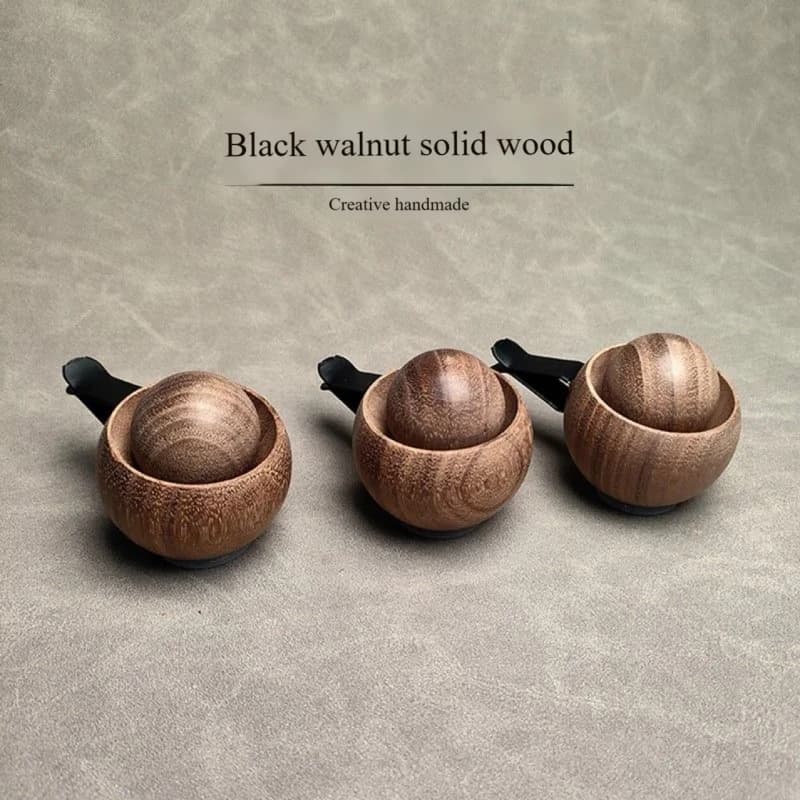 Diffusore in legno di noce nero da 1 pezzo per presa d'aria dell'auto, diffusore di aromi rotondo a forma di uovo, articolo originale per la decorazione degli interni dell'auto