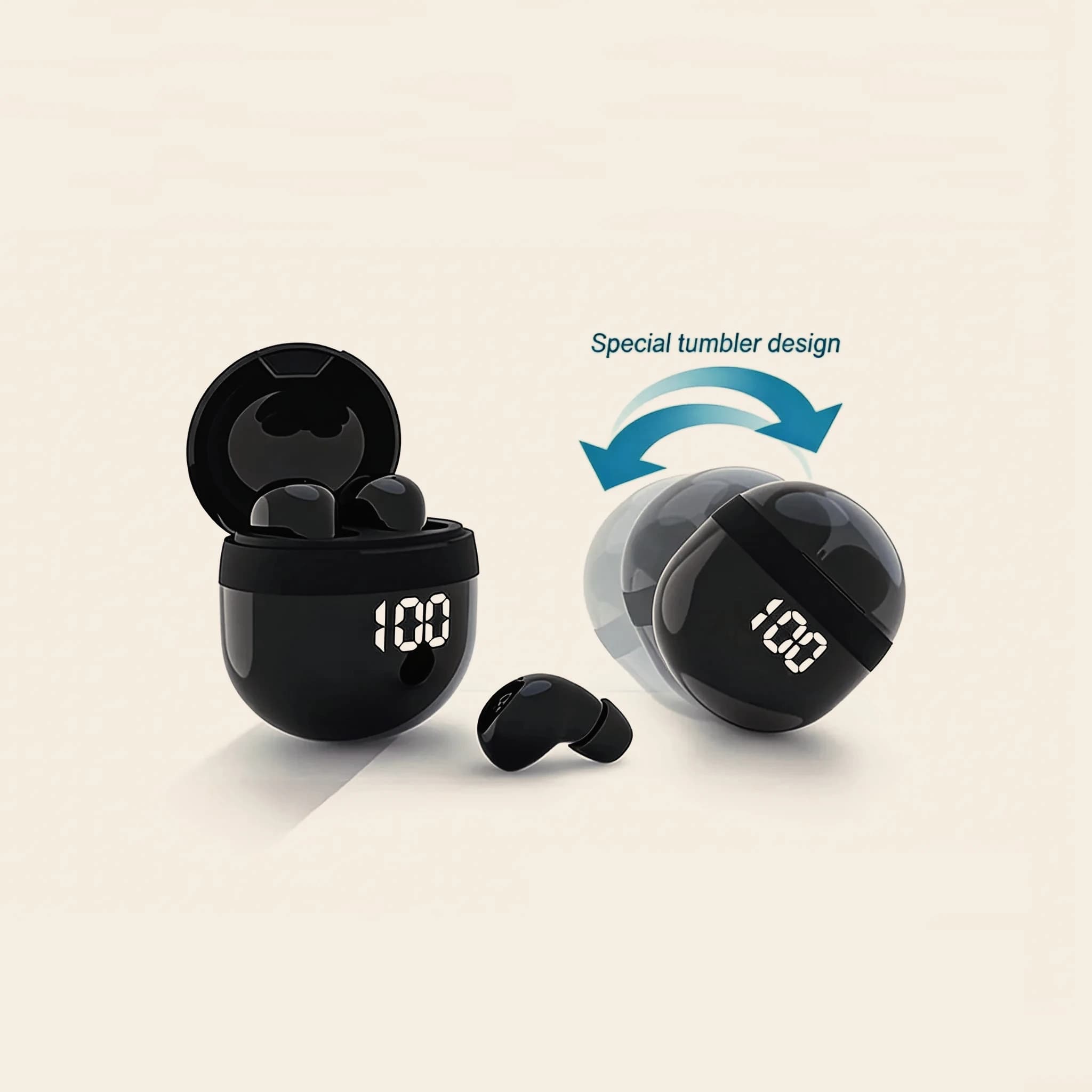 Auricolari Bluetooth 5.4 con Controllo, Cuffie Sportive Impermeabili con Microfono, Design per Tumbler, Cuffie Wireless In-Ear