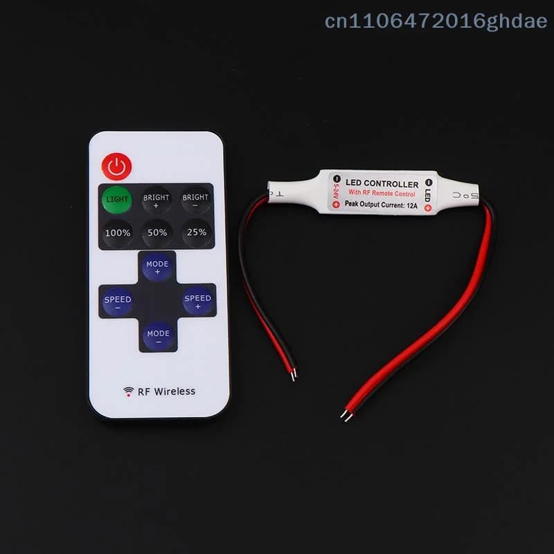 （Summer6）1/3/5 Pcs 5-24V Led Dimmer Controller RF 11-Key Monochrome Montroller Wireless Remote Control For LED Strip Light