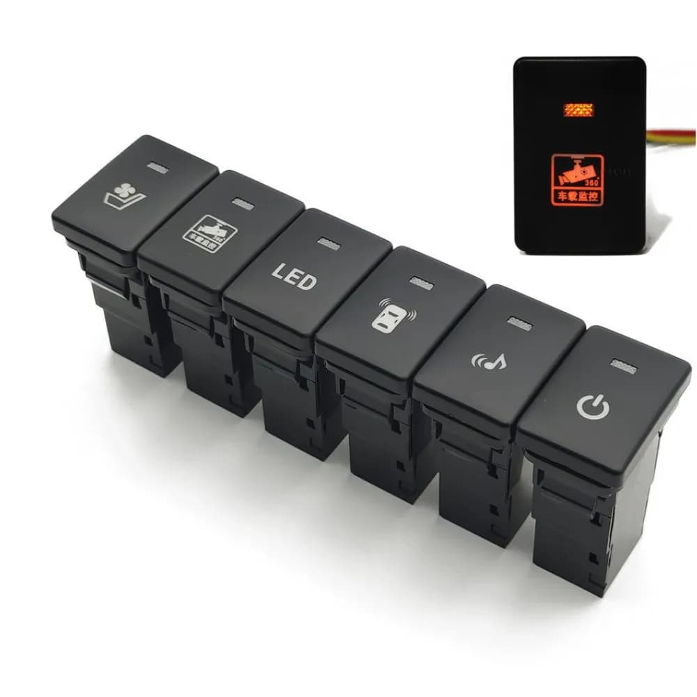 Auto Arancione HA CONDOTTO LA Luce Musica Alimentazione Videocamera Registratore Radar Sedile Interruttore di Ventilazione Pulsante con Filo per Suzuki Jimny 2019 2020 2021