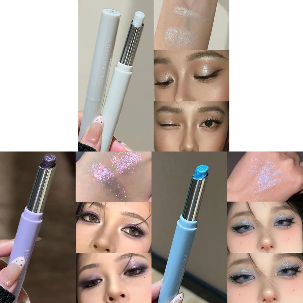 Herorange Shimmer Highlighter Eyeshadow Pen: Ombretto in stick perlescente a lunga durata, morbido e liscio, con glitter metallizzato per il trucco occhi