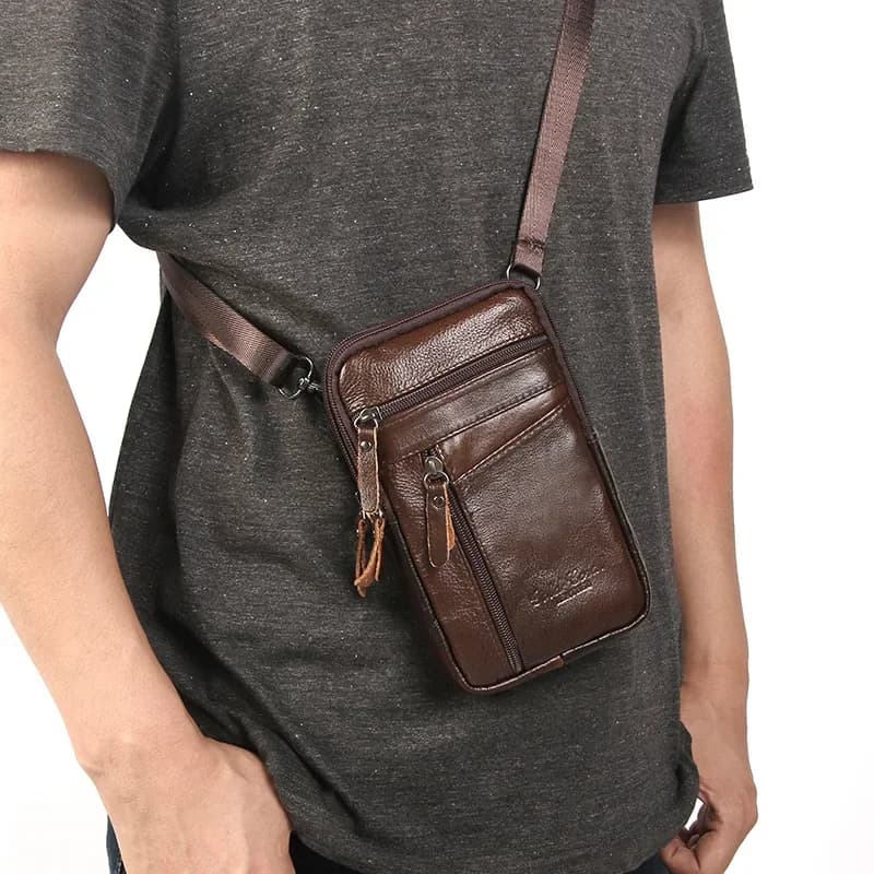 Marsupi in vera pelle da uomo nuovi Borsa per telefono Borse da uomo Borsa a mano Borsa piccola con tracolla sul petto Borsa in pelle a tracolla