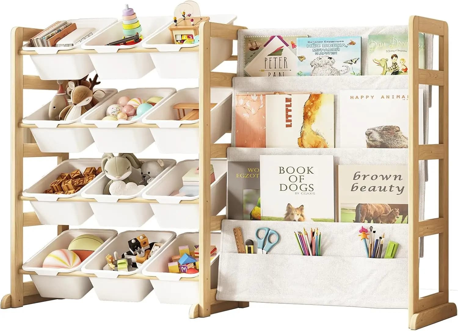 Shelves Organizer for Toys and Books at 12 Departments - 4 Level Container for Camera, Games Room, Nido Asylum in White