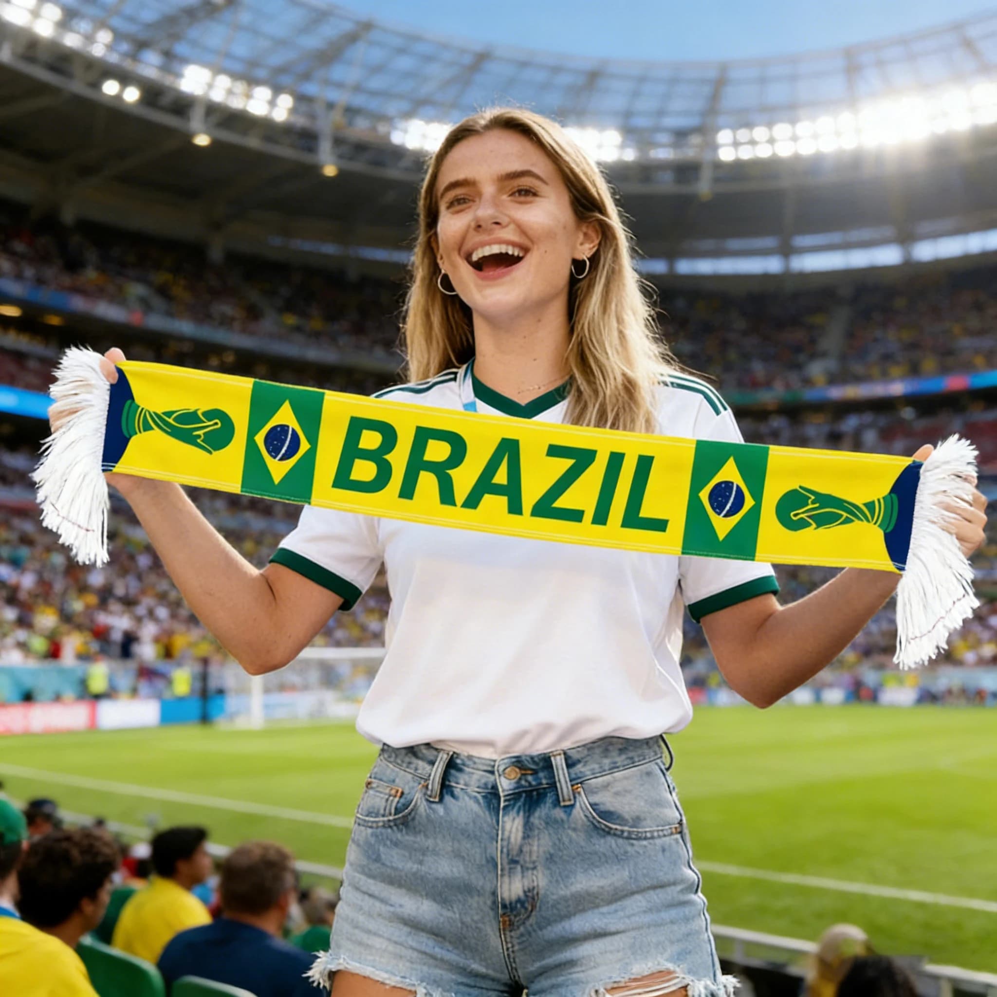 Sciarpa per Tifosi di Calcio Brasiliano 150x18cm, Resistente in Poliestere per Partite, Feste, Festival e Regali