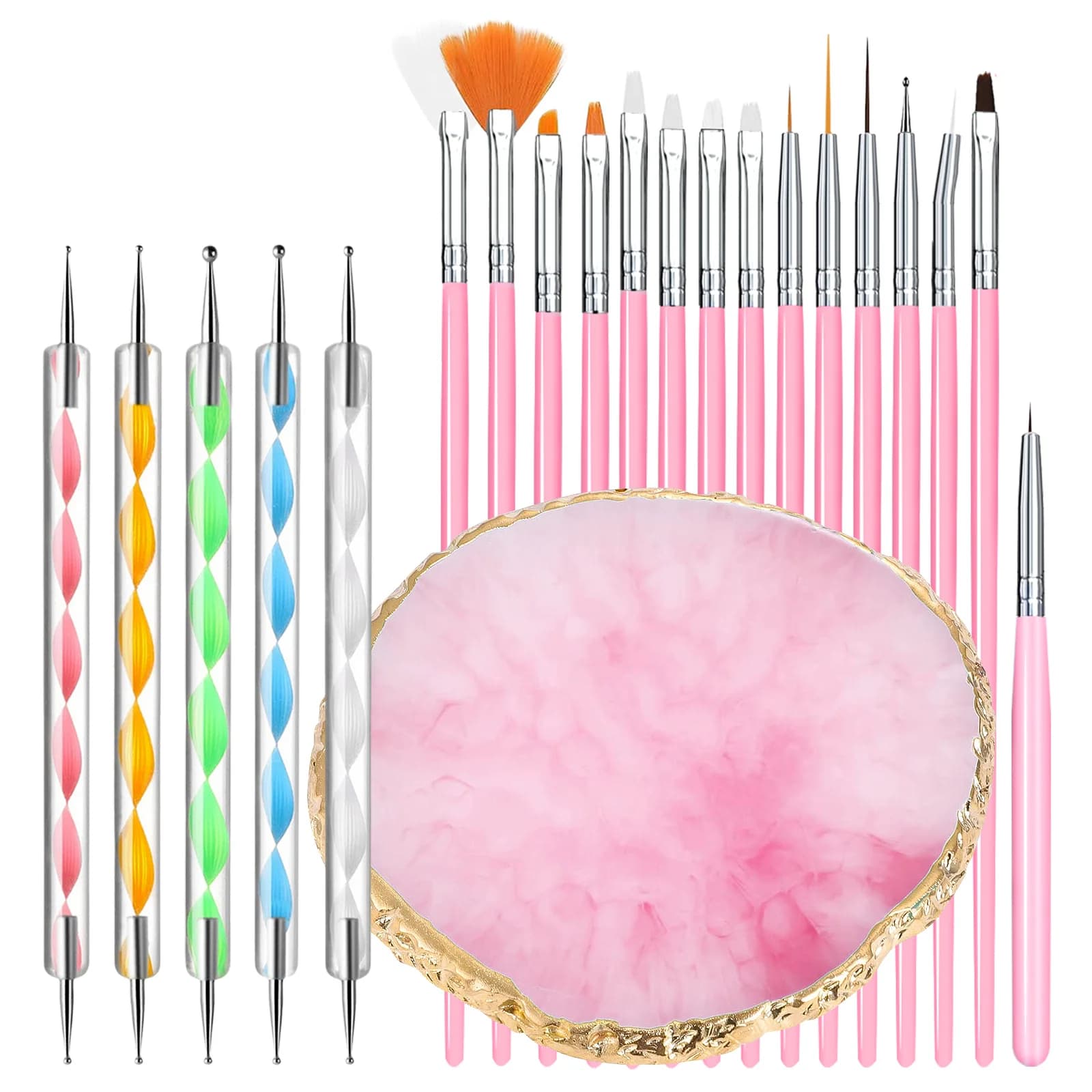 Nail Art Palette Pennello Design Punta Pittura Disegno Display Intaglio Punteggiatura Penna Gel acrilico Smalto UV Set manicure fai da te Strumenti