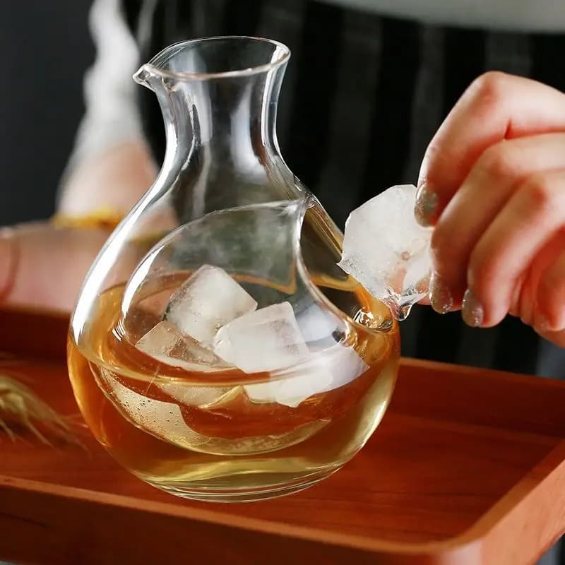 Brocca di ghiaccio in cristallo trasparente giapponese Bottiglia di vino in vetro senza piombo Bar Boccetta di whisky Sake Beer Cooler Dispenser di vino Caraffa Decanter
