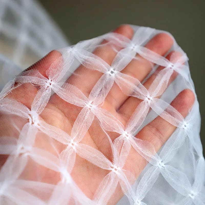 Square Lace Net Fabric Transparent Netting 3D Embroidery DIY Wedding Dress Formal Dress Stage Costume Accessories