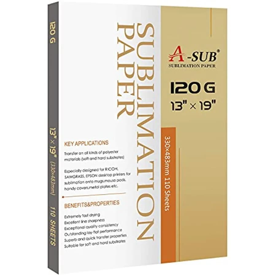 Carta per Sublimazione 13x19 Pollici 120GSM 110 Fogli - Compatibile con Stampanti a Getto d'Inchiostro e Inchiostri per Sublimazione, Alta Efficienza di Trasferimento