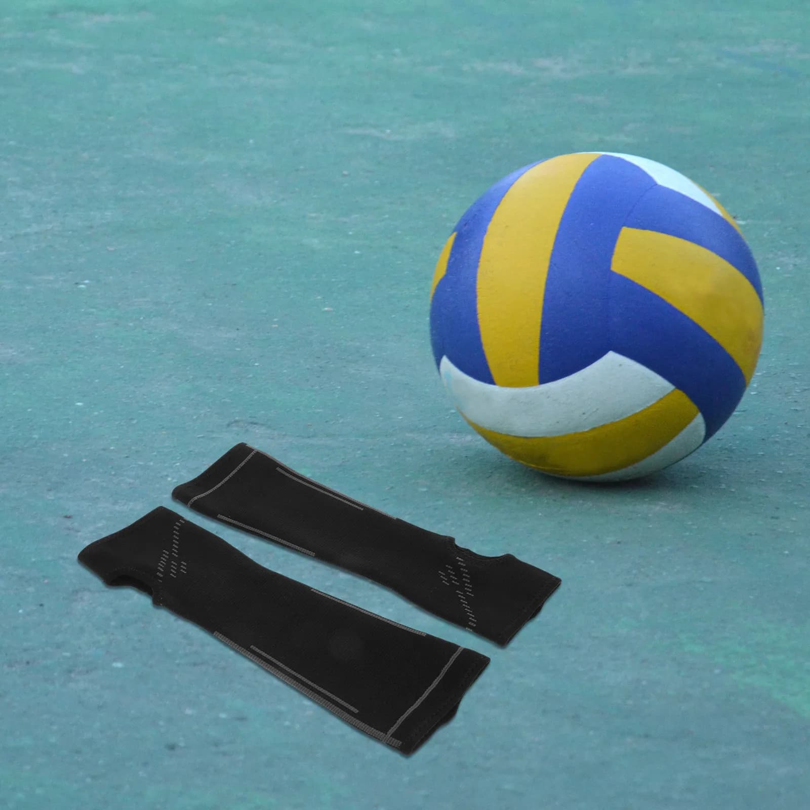 1 paio di maniche protettive per pallavolo nere, lunghezza estesa, per uomo/studente, protezioni per avambraccio, traspiranti, in poliestere, protezioni sportive