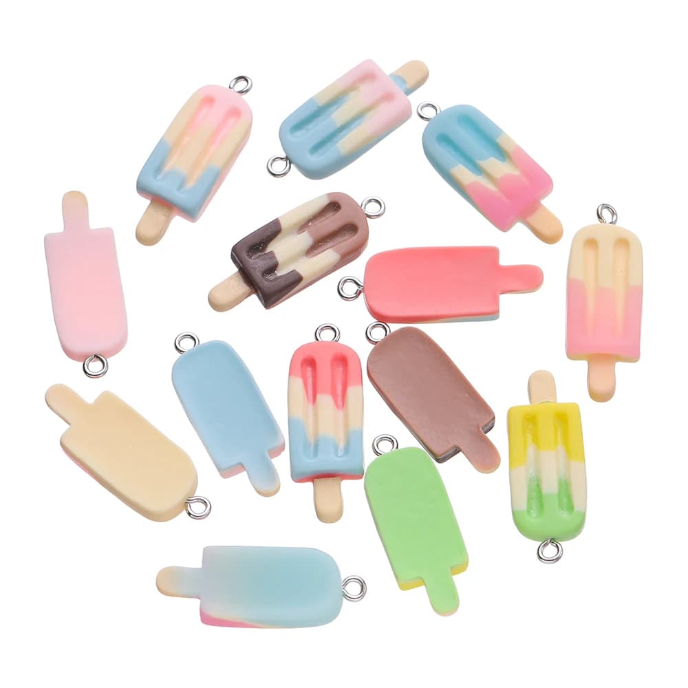 10 pz 12x32mm Carino Colorato Popsicle Forma Pendenti con ciondoli in resina per la collana Del Braccialetto Del Pendente Gioielli FAI DA TE Che Fanno Accessori