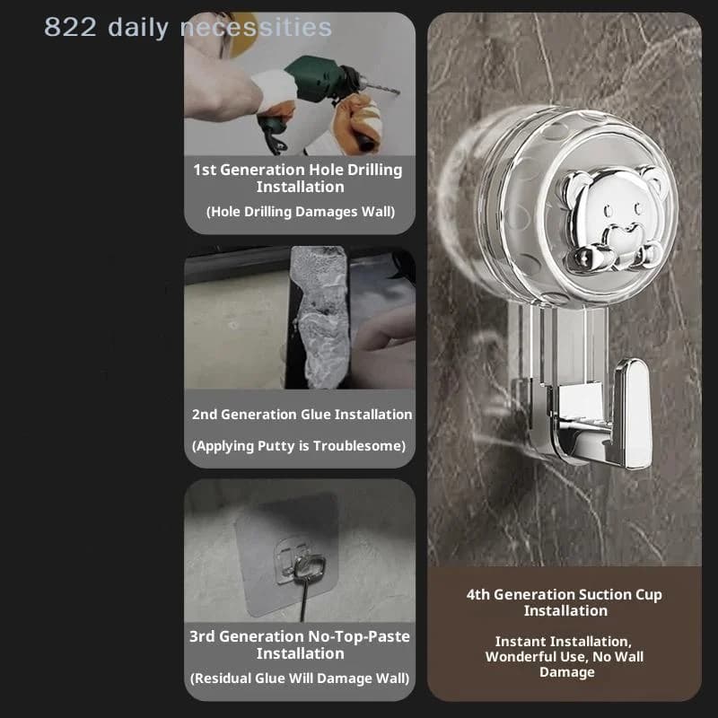 Ganci a ventosa resistenti e potenti, senza tracce, per bagno e cucina - Appendiabiti per accappatoi, asciugamani, chiavi, vestiti e borse per cucina e bagno