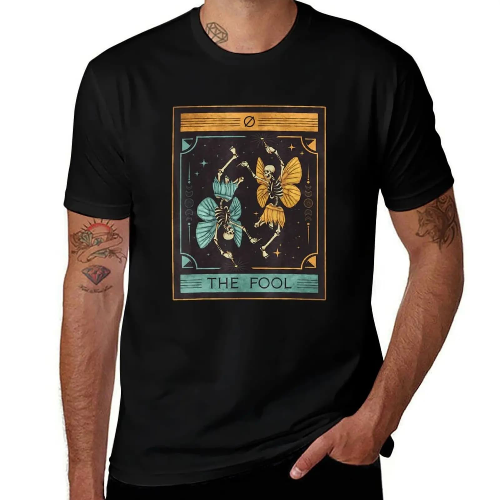 Fairycore Aesthetic Fairy Skeleton Tarot Card The Fool T-Shirt Soft Touch Basic Cotton T-Shirt