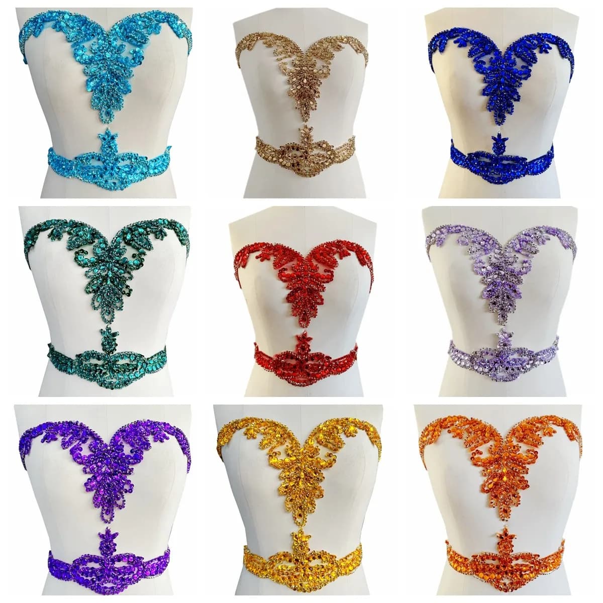 Abito da sera con applicazioni a cuore cucito a mano fai-da-te Set di toppe per abbellimento di paillettes con strass Accessori per abiti da sposa cuciti