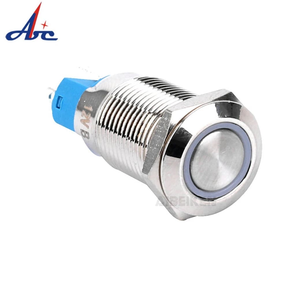 IB12U 12MM 1NO Interruttore a pulsante in metallo Funzione momentanea/a scatto Pulsante con interruttore di controllo dell'alimentazione della luce ad anello LED