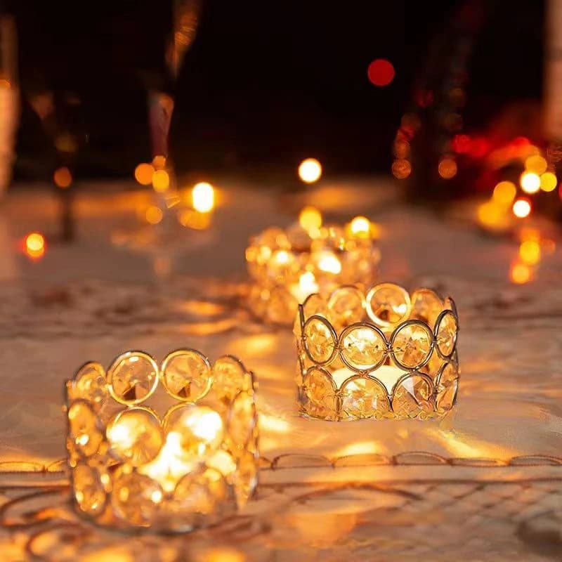 Portacandele per Decorazioni Matrimoniali, San Valentino, Centrotavola in Cristallo, Portacandele per Tea Light, Decorazione Casa, Confezione Regalo con Candele