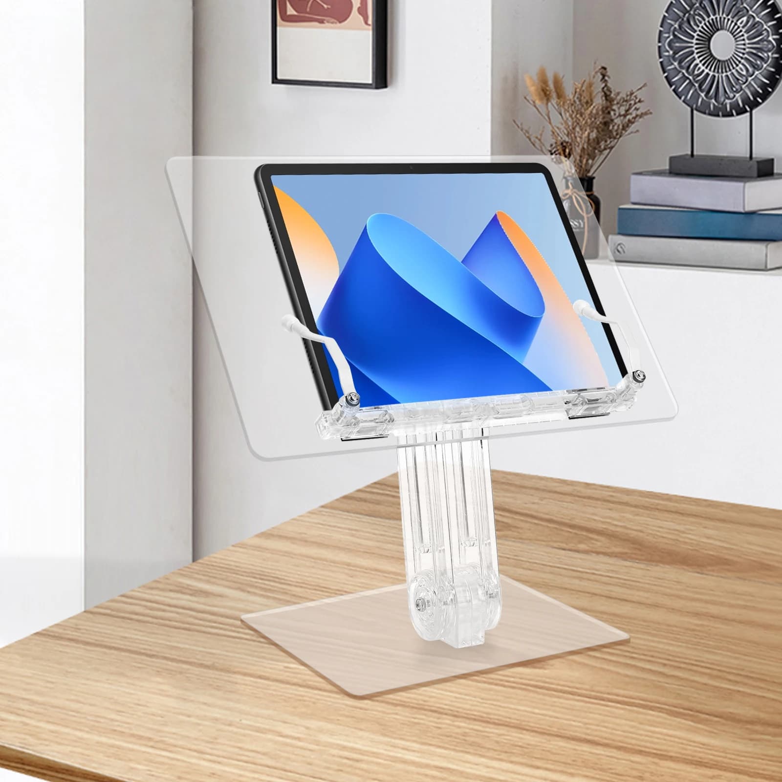 Supporto per Tablet in Acrilico 180 ° Supporto Girevole e Regolabile per Libri e Tablet, Porta iPad da Scrivania