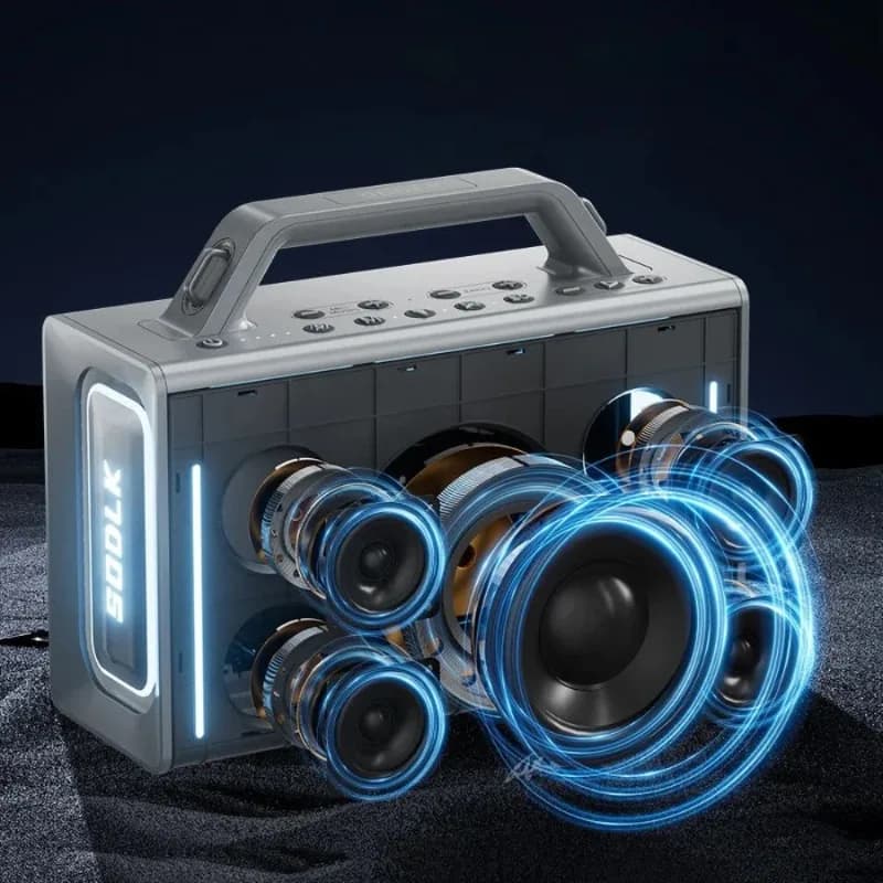 SODLK S1116 Macchina per karaoke portatile da 200 W con mixer combinato e 2 microfoni wireless per adulti Sistema PA per strumenti per feste