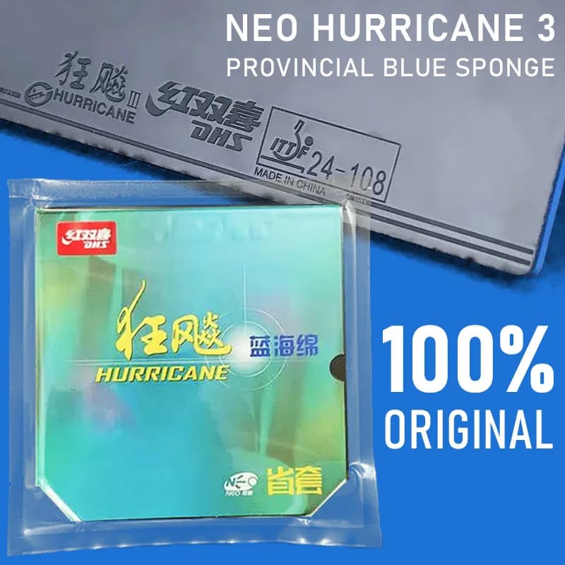 DHS Neo Hurricane 3 Provincial Spugna Blu Ping Pong Gomma Appiccicosa Professionale Ping Pong Foglio di Gomma NEO H3 Prov BS