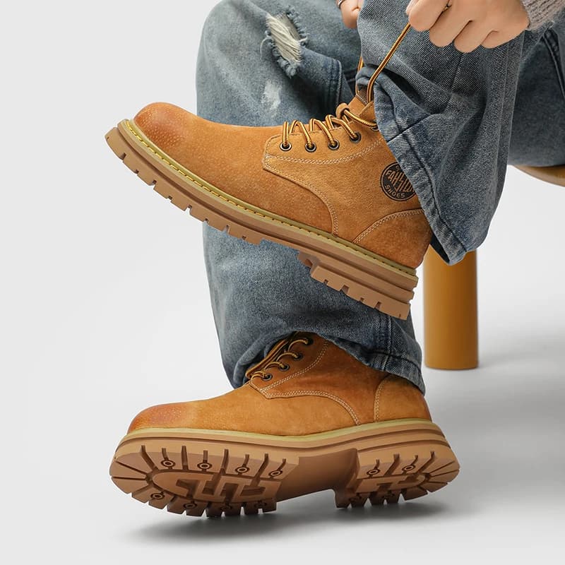 Stivali alti da uomo con suola spessa Stivali da uomo casual comodi e alla moda in PU