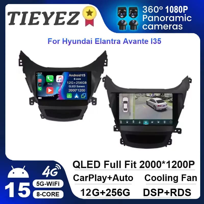 Autoradio Android 15 For Hyundai Elantra Avante I35 2011 - 2013 2014 2015 2016 Multimedia GPS Navigaion 2 din Stereo DVD