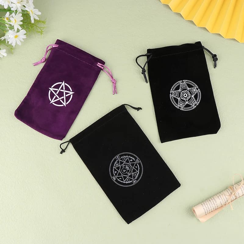 Sacchetto con coulisse 1 pz in velluto per carte Tarocchi, Oracoli, Rune, Costellazioni, Accessori per Divinazione Strega, Gioielli, Dadi