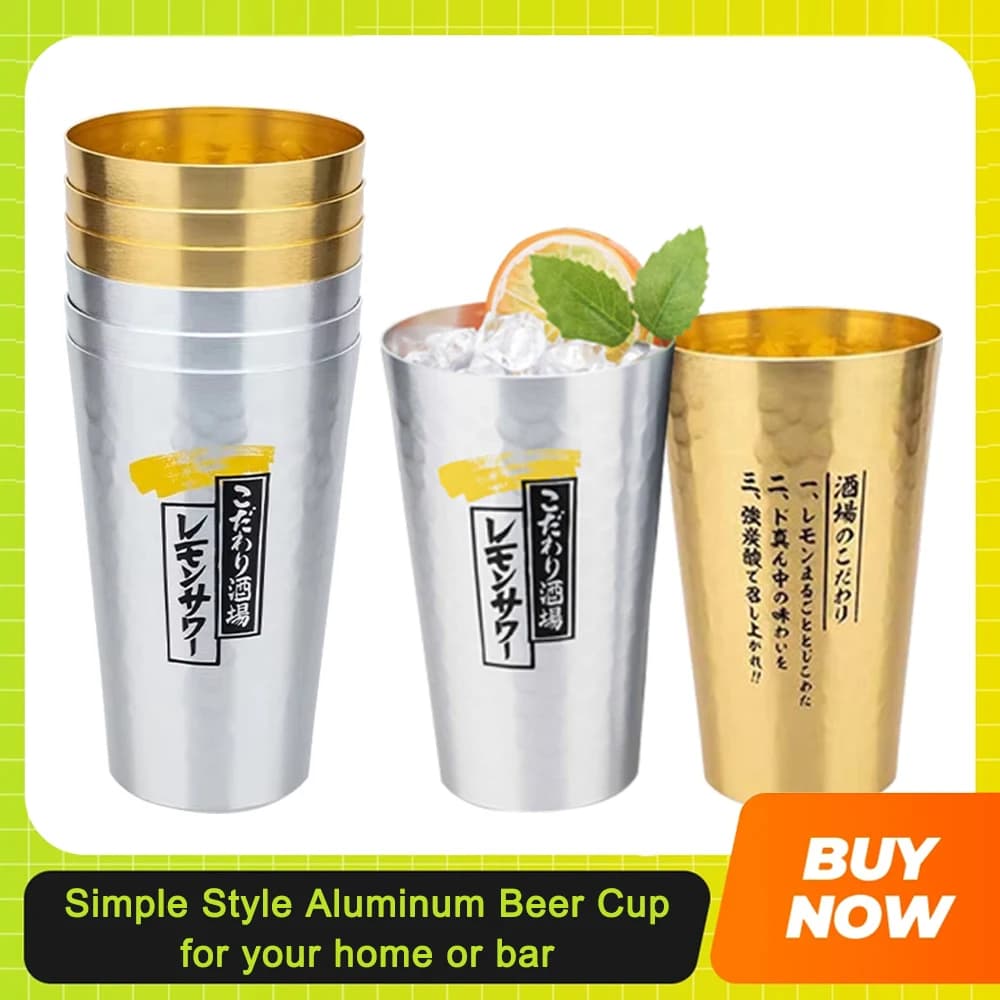 Tazza in alluminio stile semplice Tazza da birra in alluminio anticaduta Cola in metallo Bevanda fredda Bevanda fredda e tazza di succo per pub Bar Casa all'aperto