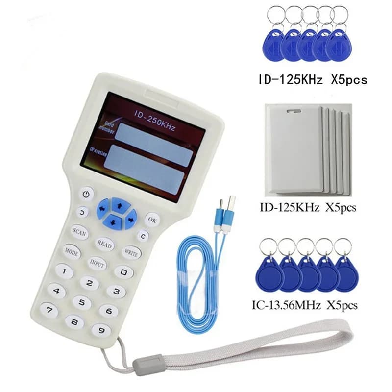 Duplicatore per lettore di smart card NFC a 10 frequenze 125Khz 13,56MHz Copiatrice RFID Lettore di decodifica con crittografia USB Replicatore di chiavi