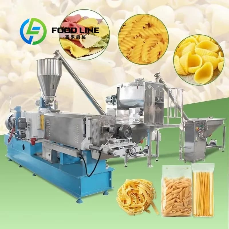Pasta Manufacturing Machinery 1000kg h Single Screw Extruder Former Cutter Dryer for Macaroni Spaghetti Customize