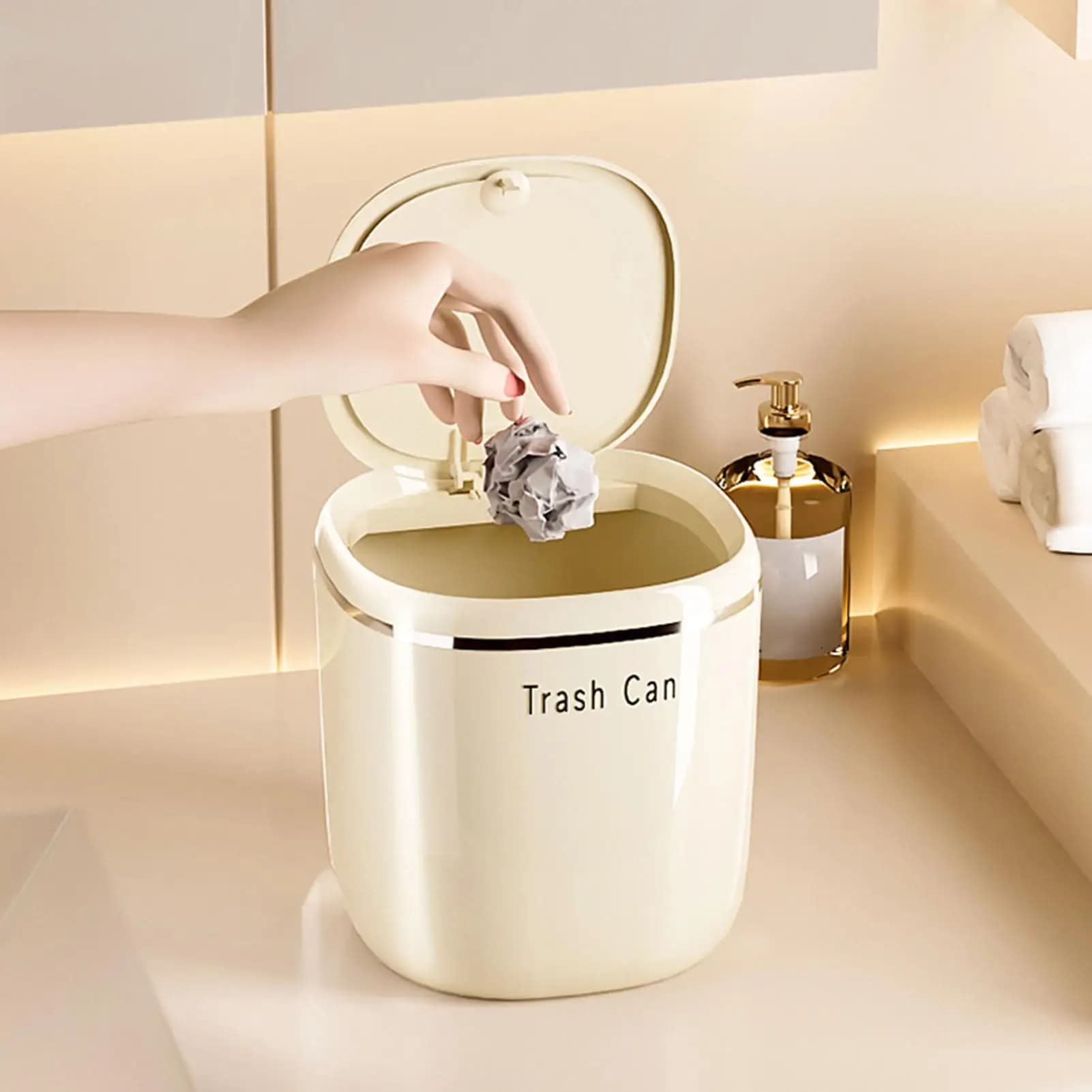 Mini Cestino da Scrivania 2.6L, Mini Contenitore per Rifiuti, Cestino da Tavolo per Trucchi, per Bagno, Cucina, Camera da Letto, Dormitorio, Auto, Interni