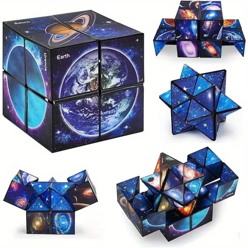 Cubo Magico 2 in 1 Cielo Stellato Infinito Antistress EDC Fidget Toy Giocattolo Creativo per Decompressione per Bambini e Adulti Regalo di Compleanno