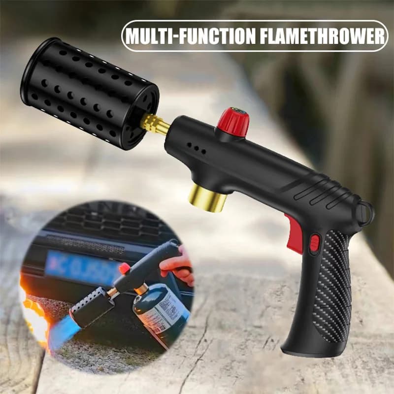 Lanciafiamme multifunzione Tubo flessibile per lanciafiamme in acciaio inossidabile di grande diametro Design con blocco di sicurezza Serbatoio di gas propano BBQ all'aperto