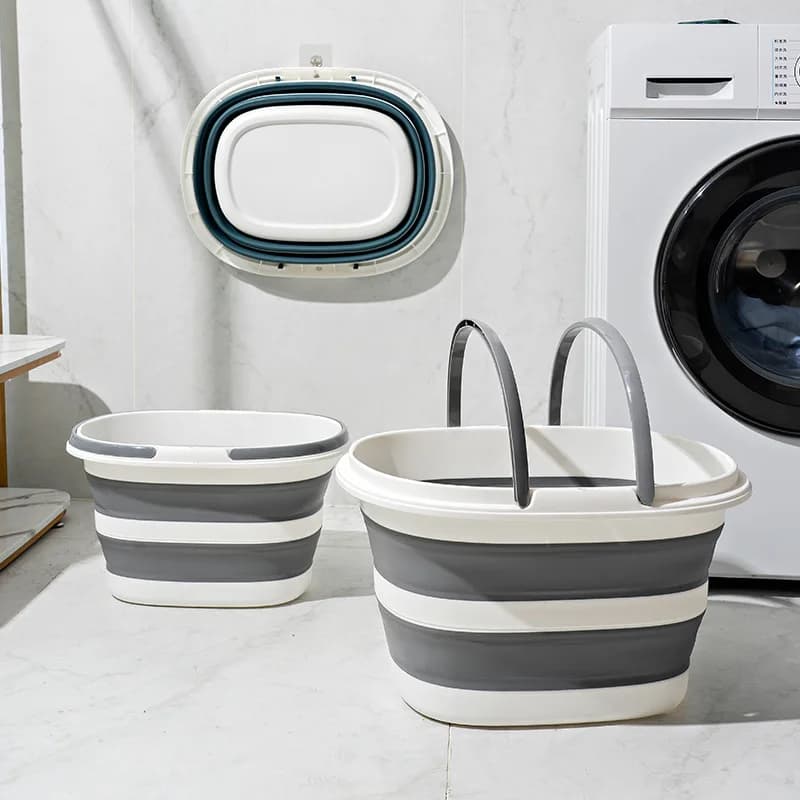 Foldable Linen Buckle for Home, Bucket for Broom, Double Portable Dorm, Portable Container, Multipurpose Clothes Basket