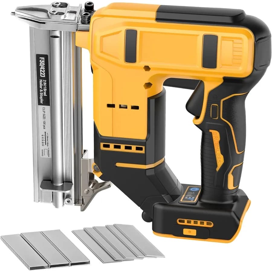 Chiodatrice Elettrica per Batteria DeWalt 20V, Calibro 18, 2 in 1, Chiodatrice Brad e Graffatrice Senza Fili Brushless con 1000 Chiodi e 500 Graffette