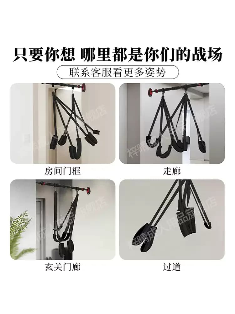 Adjustable Doorway Pull Up Bar with Multi-Purpose Hanging Support Strap Home Indoor Auxiliary Suspension Training Set