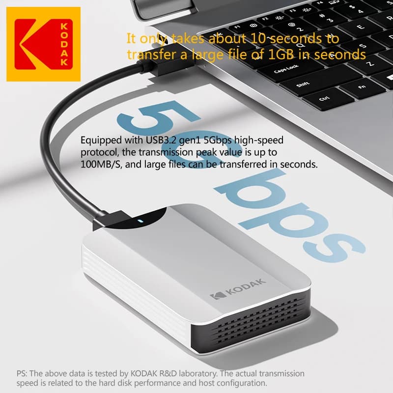 Kodak Portable External Hard Drive PHDD USB 3.0 1TB Capacity Optional Storage Device for Digital Photos And Videos