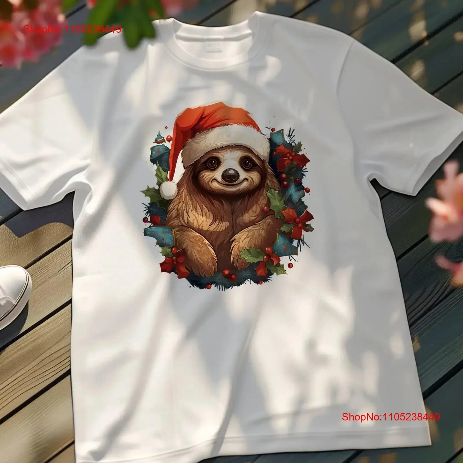 Maglietta natalizia con simpatico pappagallo pigro e cappello da Babbo Natale, design festivo vintage, morbida e lavata, per gli amanti degli animali.