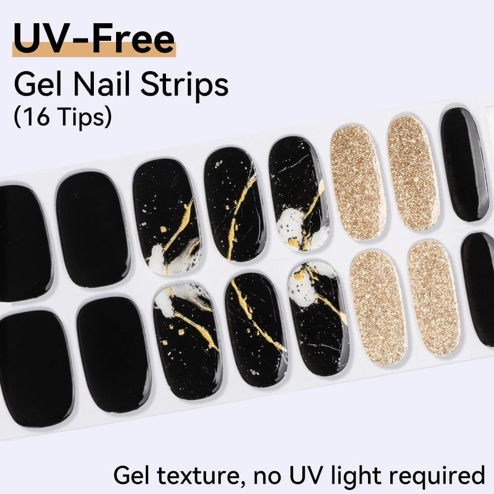 Adesivi per unghie in gel Strisce per unghie colorate a lunga durata senza curature UV Adesivo per cursore Adesivo per copertura completa Decalcomania per manicure per unghie 16 punte
