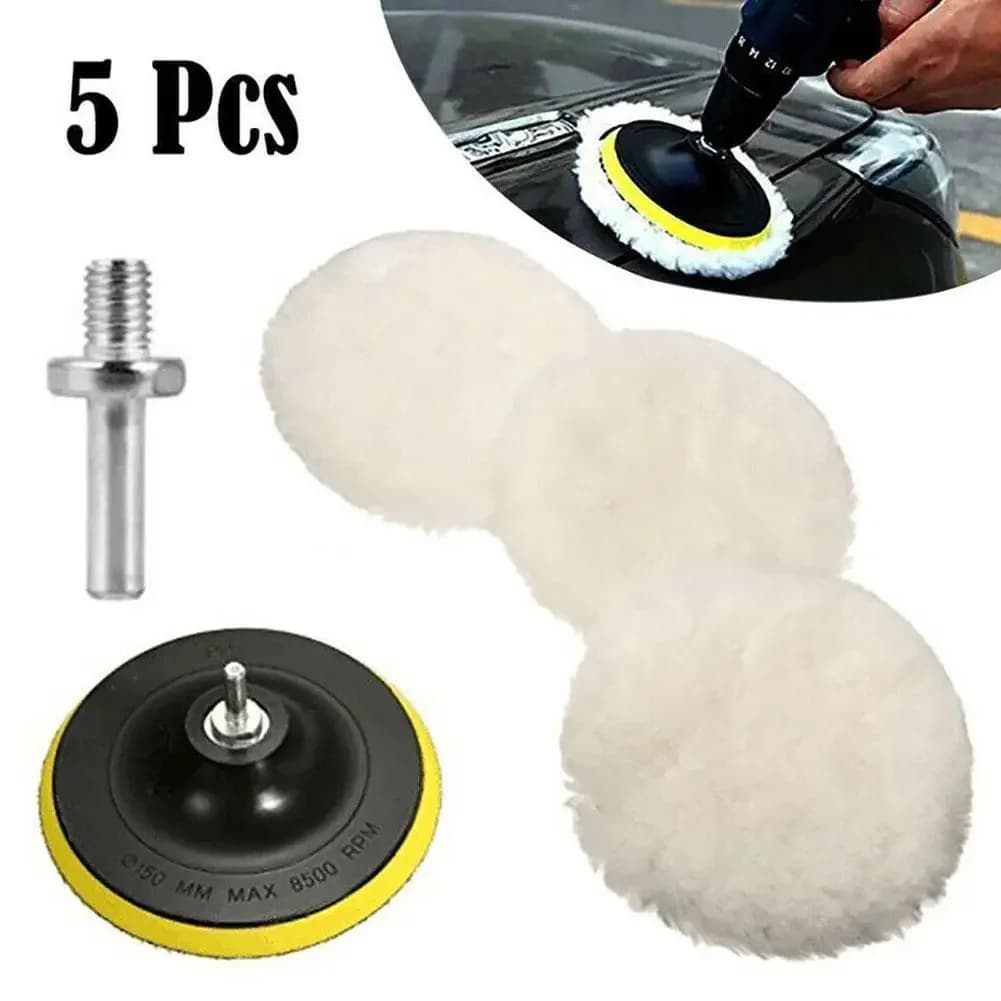 5 pezzi kit per lucidatura tampone per lucidatura per auto spugna per ceretta disco ruota di lana tamponi per lucidatura per cura della vernice automatica gadget per auto