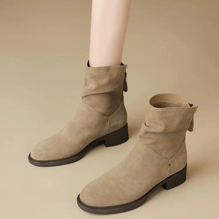 Stivali Stile Birkenstock Foderati in Pile, Scarpe in Morbida Pelle per Donna, Punta Rotonda, Suola in Gomma, Tinta Unita, Primavera-Autunno