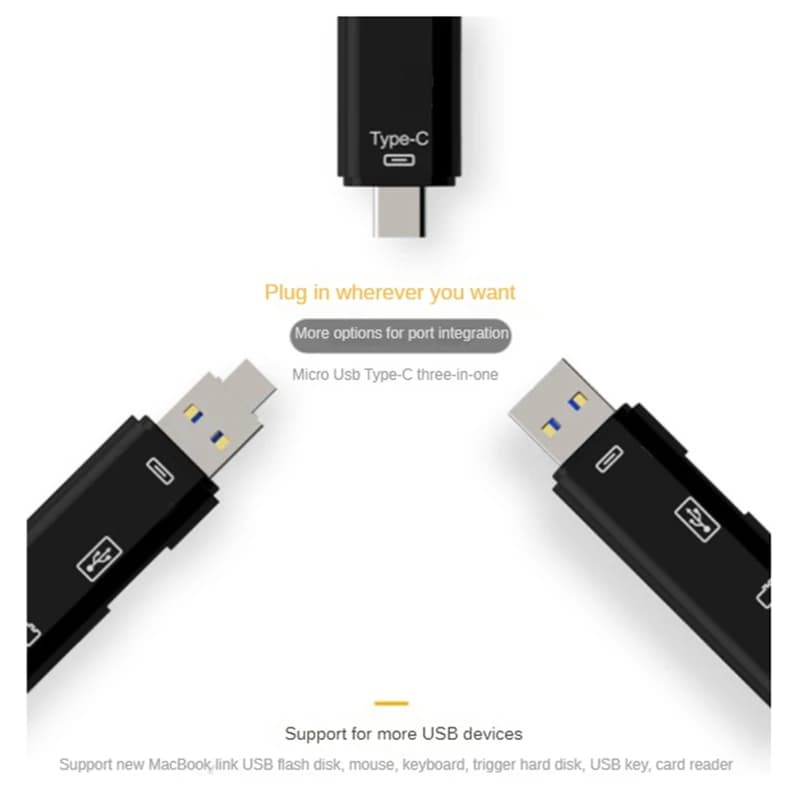Lettore di Schede di Memoria 5 in 1 USB 2.0 Tipo C/USB/Micro-USB/TF/SD, Bianco Nuovi Arrivi Disponibili