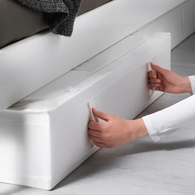 Scatola portaoggetti pieghevole per il fondo del letto con coperchio a zip sigillato, ottimizza l'uso dello spazio sotto il letto.