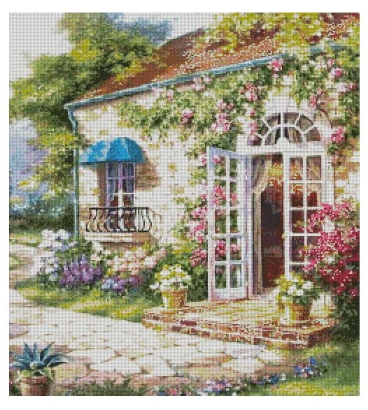 Bellissimo paesaggio da giardino contato kit punto croce cucito 16CT 14CT tela bianca ricamo ago fatto a mano fai da te decorazioni per la casa