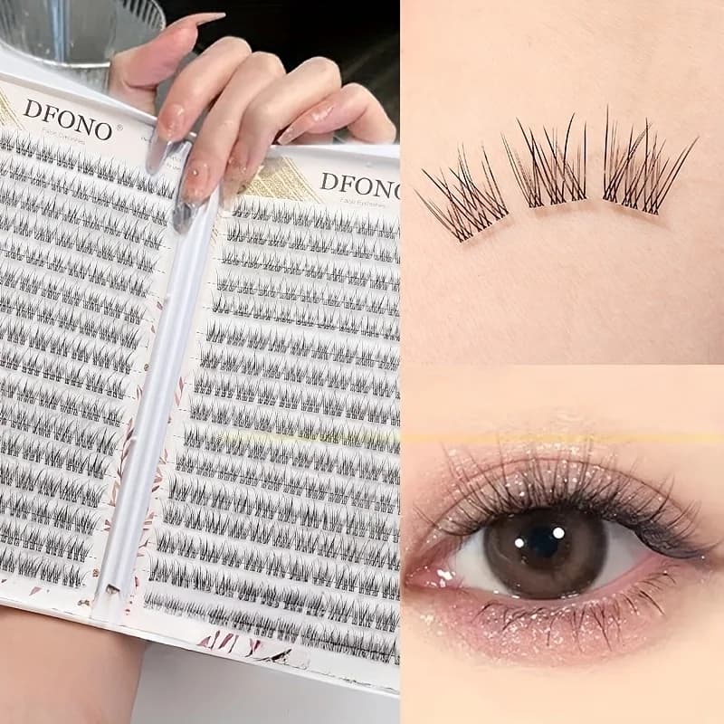 384 grappoli di ciglia a grappolo singolo con design a coda di pesce, morbidi e leggeri, riutilizzabili: perfette per il trucco quotidiano