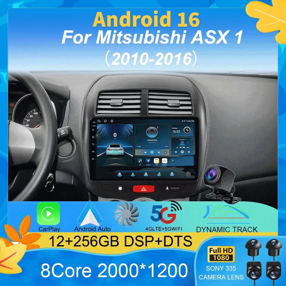 Autoradio Android 16 per Mitsubishi ASX 1 2010 - 2016 Lettore Multimediale Video Navigazione Stereo GPS Senza 2din 2 din dvd