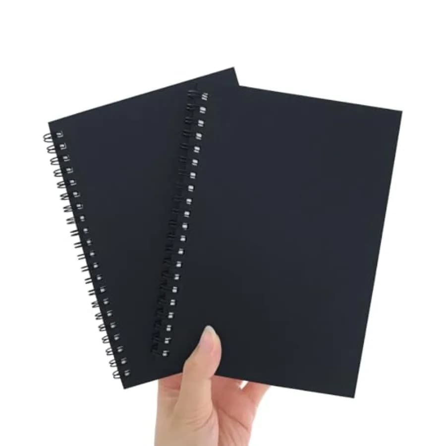 Premium 2-Pack Sketchbooks - Soft Cover, 140 Pages 70 Sheets,7.5 x 5.1 inches, 100GSM Paper, Black Spiral Notebooks Set